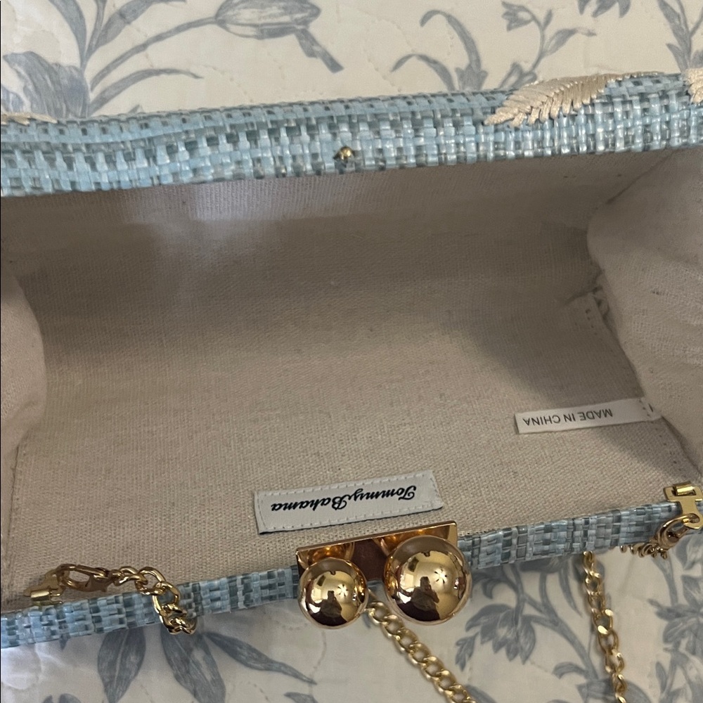 Tommy Bahama Chic Blue Floral Clutch with Gold Accents - Picture 5 of 6